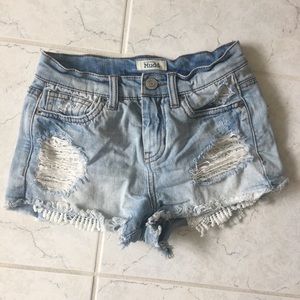 LIGHT WASH HIGH WAISTED LACE POCKETS CUTE TRENDY